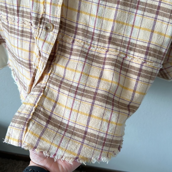 BKE Boyfriend Plaid Hooded Button Down Flannel Sweatshirt/Tunic Women's Small - Picture 9 of 13